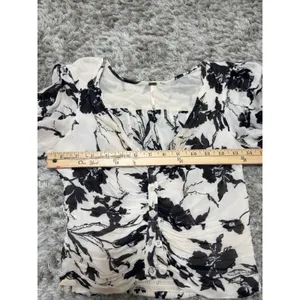 Free People Women’s Floral Ruched Crop Top Boho Cottagecore Fairycore Blouse XS thumbnail 14