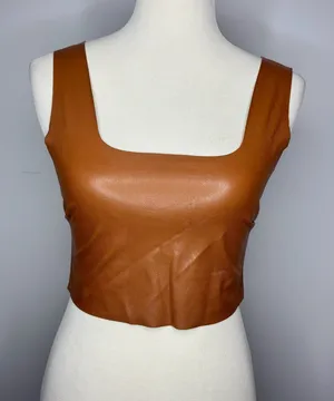 Commando - Brown Faux Leather Squareneck Crop Top thumbnail 1