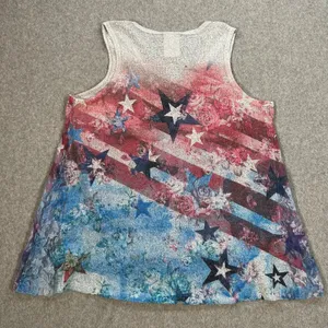 Vocal USA Tank Top Womens Large Red Blue USA American Flag Stars & Stripes Knit thumbnail 7