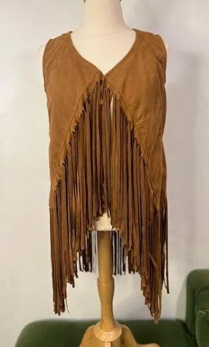 Womens Boho Western Country Festival Floral Fringe Vest Size S thumbnail 2