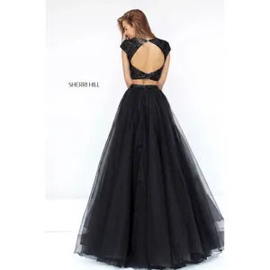 Sherri Hill 50561 Black Beaded Two Piece A-Line Organza Gown Size 2 NWT‎ thumbnail 3
