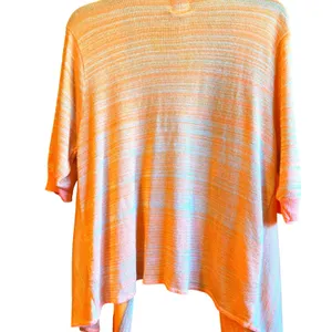 Ruby Rd Womens XL Cardigan Peach Orange Gold Metallic Shimmer Open‎ Front Knit thumbnail 4
