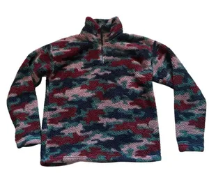 Eddie Bauer sweater women’s small camo multi fleece quarter zipper pullover thumbnail 1