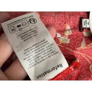 Reformation Clemence Crepe Wrap Top Red Floral Ruffle Size 10 thumbnail 5