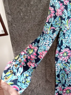 Lilly Pulitzer Kaisley Dual Neck Dress High Tide Navy Pineapple Paradise Womens thumbnail 4