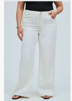 NWT Madewell Drawstring High Waist Superwide Leg Jeans (Vintage Canvas) thumbnail 4