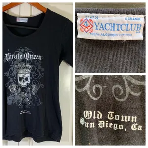 Y2K Yachtclub Pirate Queen T Shirt XL Old Town San‎ Diego CA Graphic Top Bling thumbnail 13