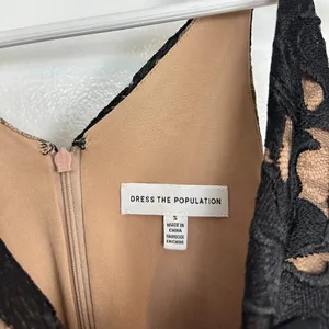DRESS THE POPULATION Audrey Embroidered Fit & Flare Dress Black/Nude Size Small thumbnail 6