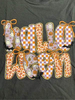 Comfort Colors Pepper Halloween Graphic Tee with Orange & Purple Accents thumbnail 4