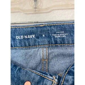 Old Navy Gritty Boho Baggy Granola Mid Rise Slouchy Wide Leg Blue Denim Jeans 6 thumbnail 5
