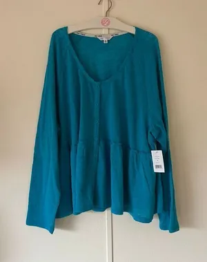 Daily Thread Blue Button Up Long Sleeve Top Woman’s Size 2X NEW thumbnail 1