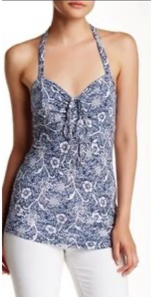 Free People Hula Tank Top Floral Blue Size Large thumbnail 1