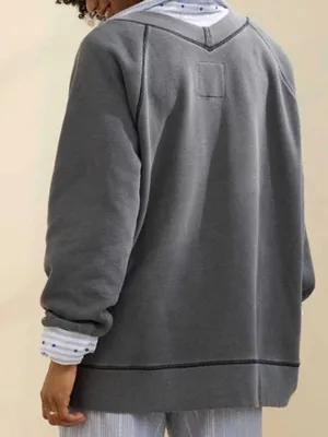 Aerie Downtime V-Neck Sweatshirt | Smoke Grey | Size Large thumbnail 3