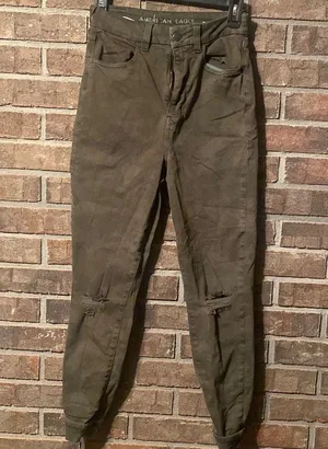 American eagle camo green distressed curvy super high rose jeggings thumbnail 1