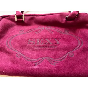 Victoria's Secret SEXY Logo Bag Burgundy Faux‎ Suede Y2K Satchel Retro Coquette thumbnail 3