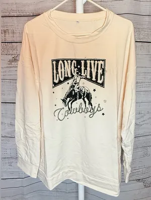 Cream Long Live Cowboys 2XL Sweatshirt thumbnail 1