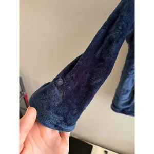 Ugg Ilsa Plush Fleece Open Lounge Cardigan Navy Blue L thumbnail 4