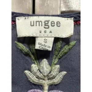 Umgee Embroidery Floral 3/4 Ruffle Sleeve Lace Up‎ Blouse Size S Boho thumbnail 2
