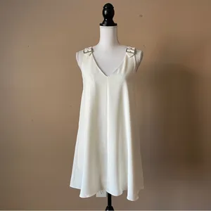 AMANDA UPRICHARD | Cream V-neck A-line Mini Dress Sz S thumbnail 2