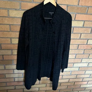Eileen Fisher Black & Gray Button Down Wool Blend Cardigan Coat Sweater Size M thumbnail 4