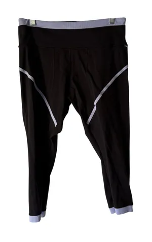 Lululemon Black Purple Crossover Leggings‎ Sz 10 Mid Rise Stretch Athletic Pants thumbnail 1