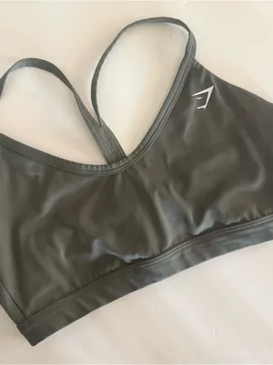 Gymshark Dark Olive Green V Neck Light Support Sports Bra. Size Medium thumbnail 2