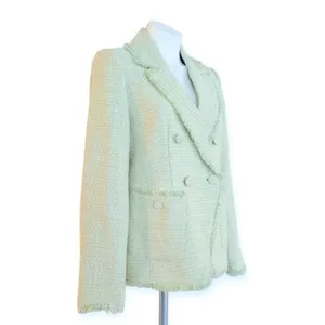 $259 NWT House of Harlow 1960 Pistachio Green Tweed Double-Breasted Blazer M thumbnail 4