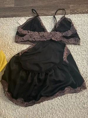 NWT Free People Made You Look Cami in black/brown. Size Large thumbnail 4