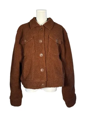 Cozy Brown‎ Teddy Jacket Brown Size XL thumbnail 1