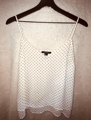 Forever21 Black Polka Dot And White Blouse  thumbnail 1