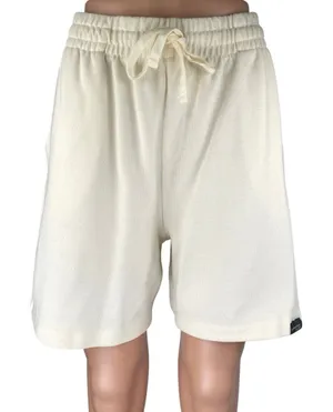 Zara Women's Cream White High Rise Elastic Waist Wide Leg Lounge Sweat Shorts L thumbnail 1