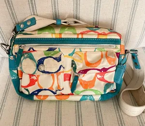 Coach Y2K Vintage Scribble Signature Rainbow Crossbody Bag Purse 8F41 Rare thumbnail 1