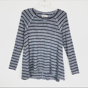 Hollister Grey & Black Striped Long Sleeve Knit Shirt thumbnail 2