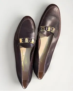 SALVATORE FERRAGAMO Boutique Brown Leather Gancini Link Strap Loafers Size 5‎ B thumbnail 9