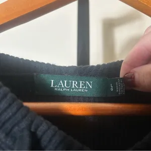 Lauren Ralph Lauren 100% Cotton Waffle Knit Hoodie Pullover Sweater Black Size L thumbnail 4