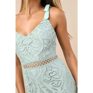 NEW Lulus Won Your Heart Sage Green Lace Tie-Strap High-Low Midi Dress Small thumbnail 5