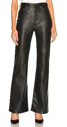 Pistola Stevie High Rise Wide Leg Pants Slate Black Faux Vegan‎ Leather Size 28 thumbnail 1