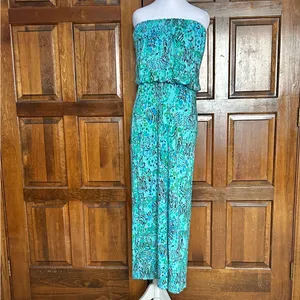 Lilly Pulitzer Size Small Morada‎ Maxi Dress Shorely Blue Strapless Animal Print thumbnail 2