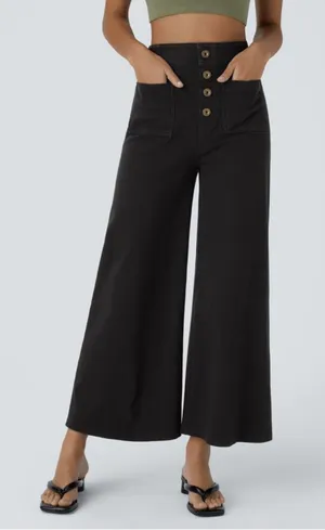 Halara Flex High Waist Casual Wide Leg Boho Stretch Jeans Carbon Black Denim S thumbnail 1