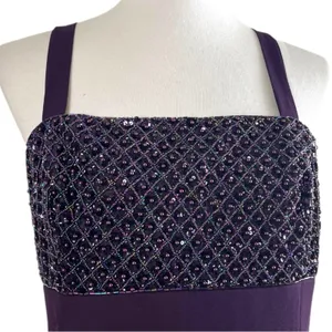 Karen Miller Vintage Jacket Long Dress Beaded Sequins Plum Purple Women’s Size 8 thumbnail 11