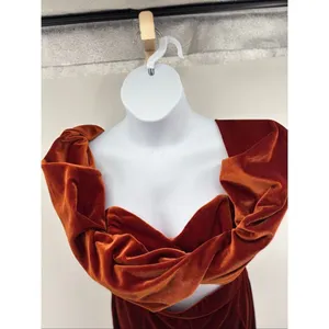 ASOS Design Rust Velvet Off Shoulder Cutout Wide Leg Jumpsuit Size 10 thumbnail 5