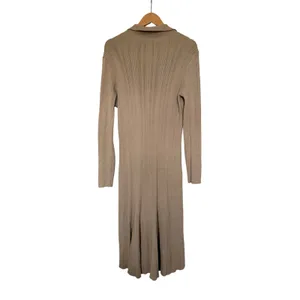 Julian Jordan Sweater Dress in Taupe Size XL Collared Long‎ Sleeve Ribbed thumbnail 3