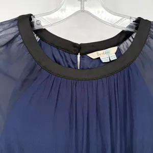 Boden Nerissa Shift Dress Women 8 Navy Sheer Sleeve Minimalist Classic Feminine thumbnail 3