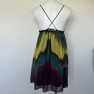 Forever 21 chiffon mini Dress criss cross tie back backless purple yellow MEDIUM thumbnail 10