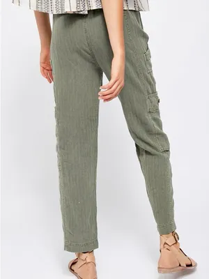 Free People Olive Drawstring Cargo Joggers thumbnail 4