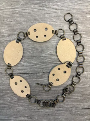 vintage Caché leather ring-linked studded and jeweled belt thumbnail 6