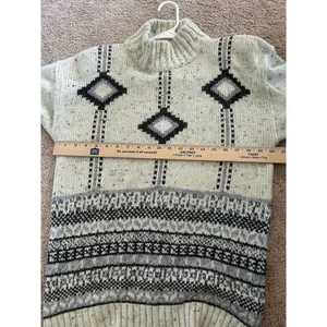 Fabrizio Vintage Wool Blend Grandpa Nordic Fair Isle Mock Neck Sweater Size M thumbnail 5