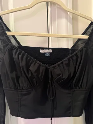Cropped American Eagle Mesh Long Sleeve Going Out Top thumbnail 4