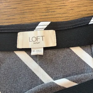 LOFT Black and White Diagonal Striped A-Line Skirt thumbnail 2