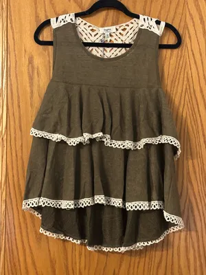 Hayden LA Olive Tiered Crochet Lace Trim Tank - NWT - Size L thumbnail 1